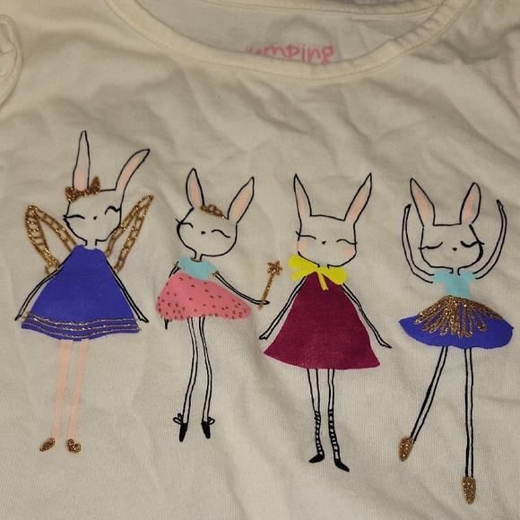 Jumping Beans Cream Long Sleeve Shirt with Bunny Dancers - Picture 2 of 4